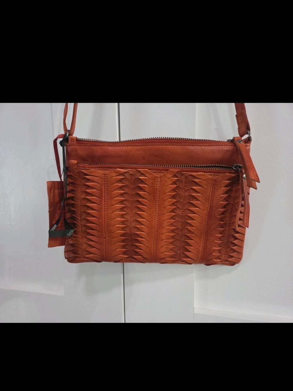 Latico Lee Woven Leather Crossbody Bag in Orange- Tan Cardholder Included